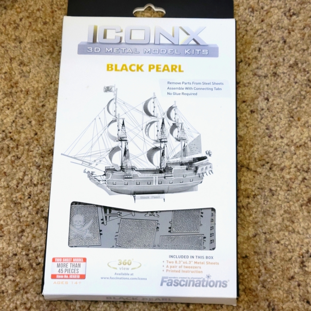 Fascinations ICONIX Black Pearl Ship 3D Metal Model Kit - New in Package